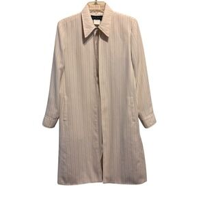 Harve Bernard Women's Beige Striped Coat Size M  Lined VTG Made‎ In Ukraine